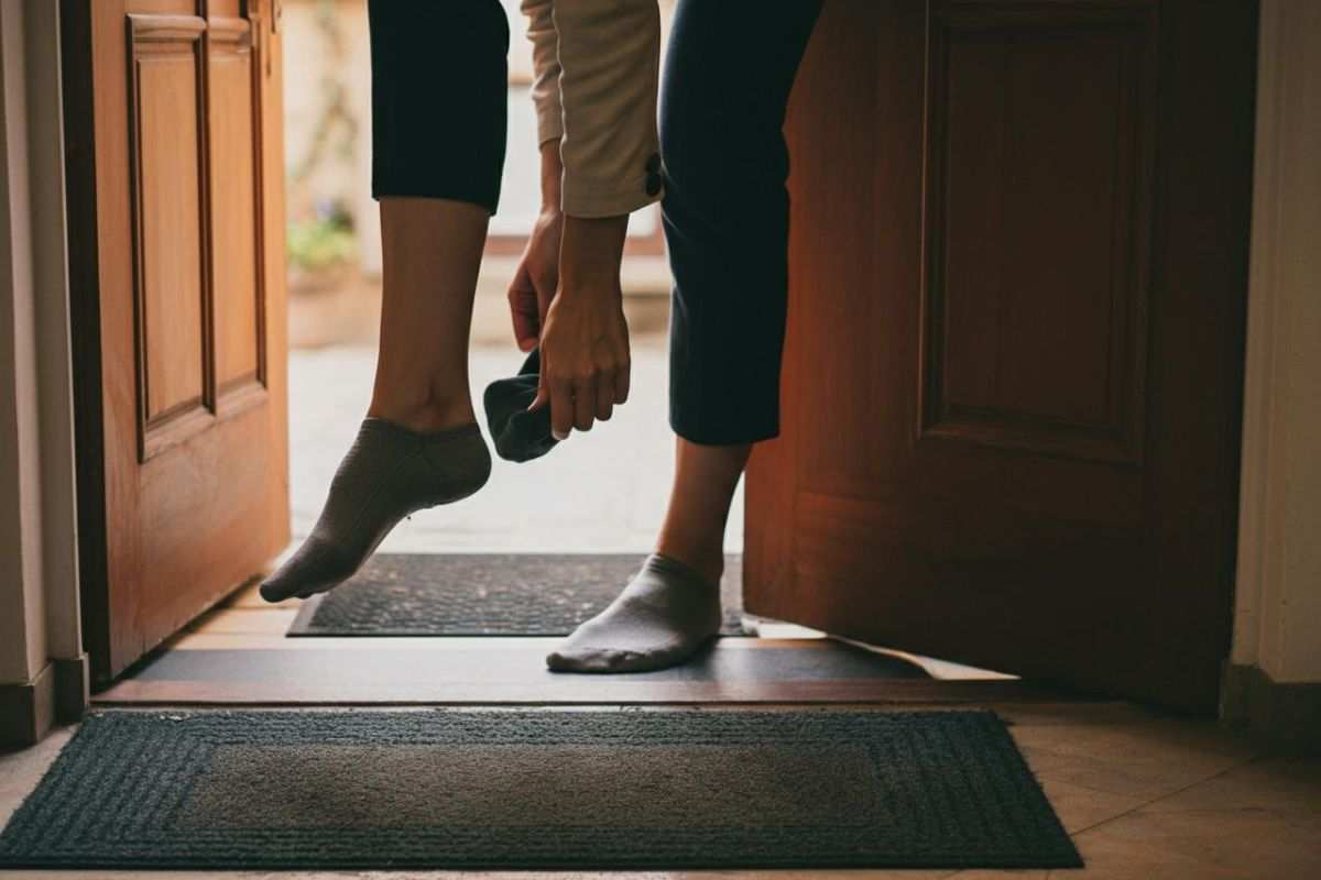 Richiesta togliere scarpe